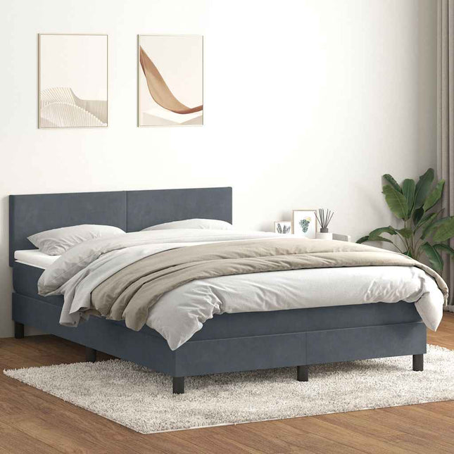 kontinentalseng med madras 160x210 cm fløjl mørkegrå