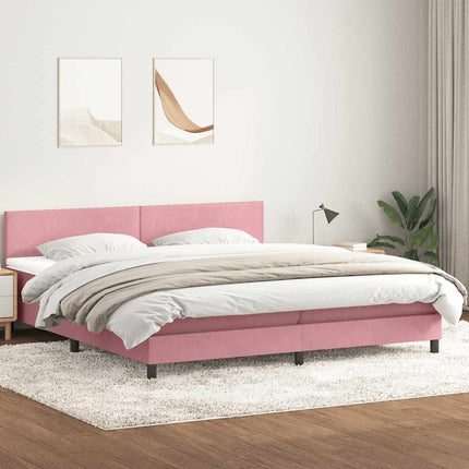 kontinentalseng med madras 180x210 cm fløjl lyserød