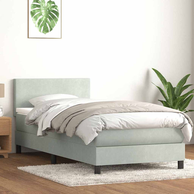 kontinentalseng med madras lysegrå 80x220 cm fløjl