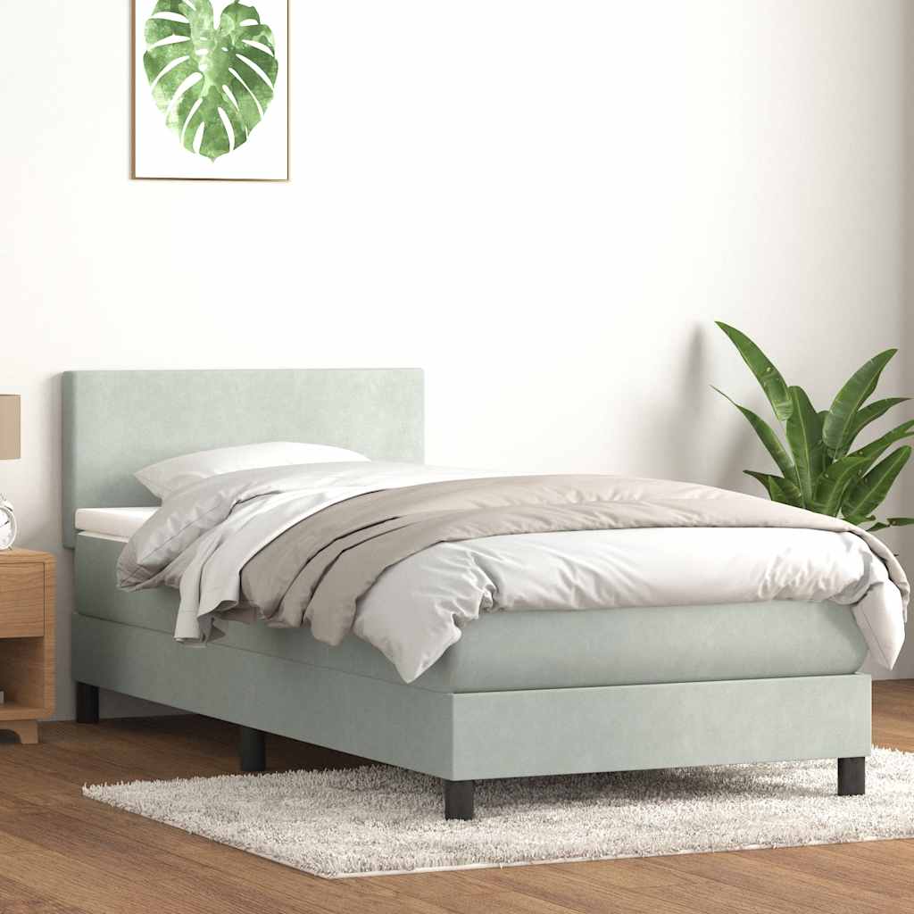 kontinentalseng med madras lysegrå 80x220 cm fløjl
