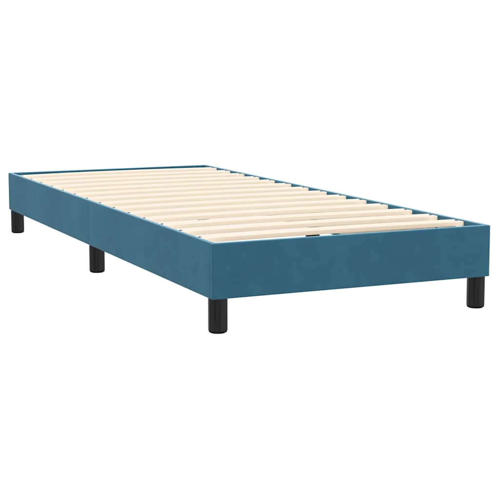 kontinentalseng med madras mørkeblå 80x220 cm fløjl