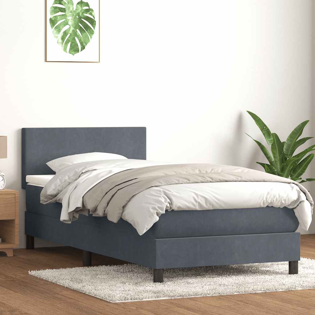 kontinentalseng med madras mørkegrå 90x220 cm fløjl