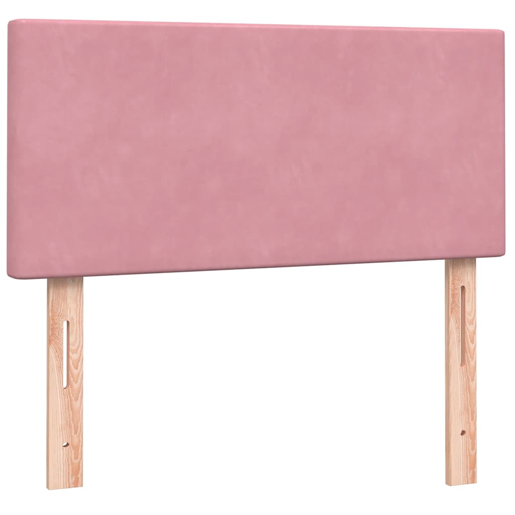 kontinentalseng med madras lyserød 90x220 cm fløjl