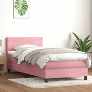 kontinentalseng med madras lyserød 90x220 cm fløjl