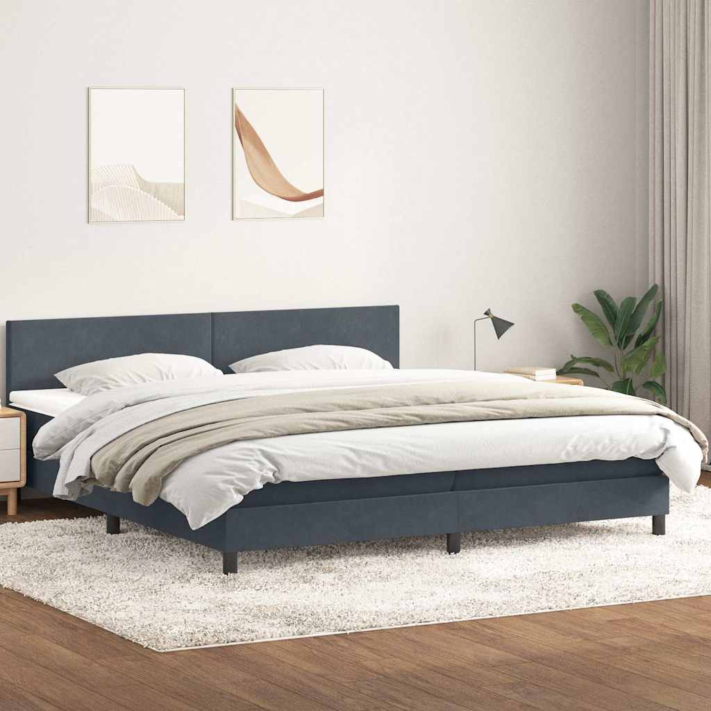 kontinentalseng med madras 180x220 cm fløjl mørkegrå