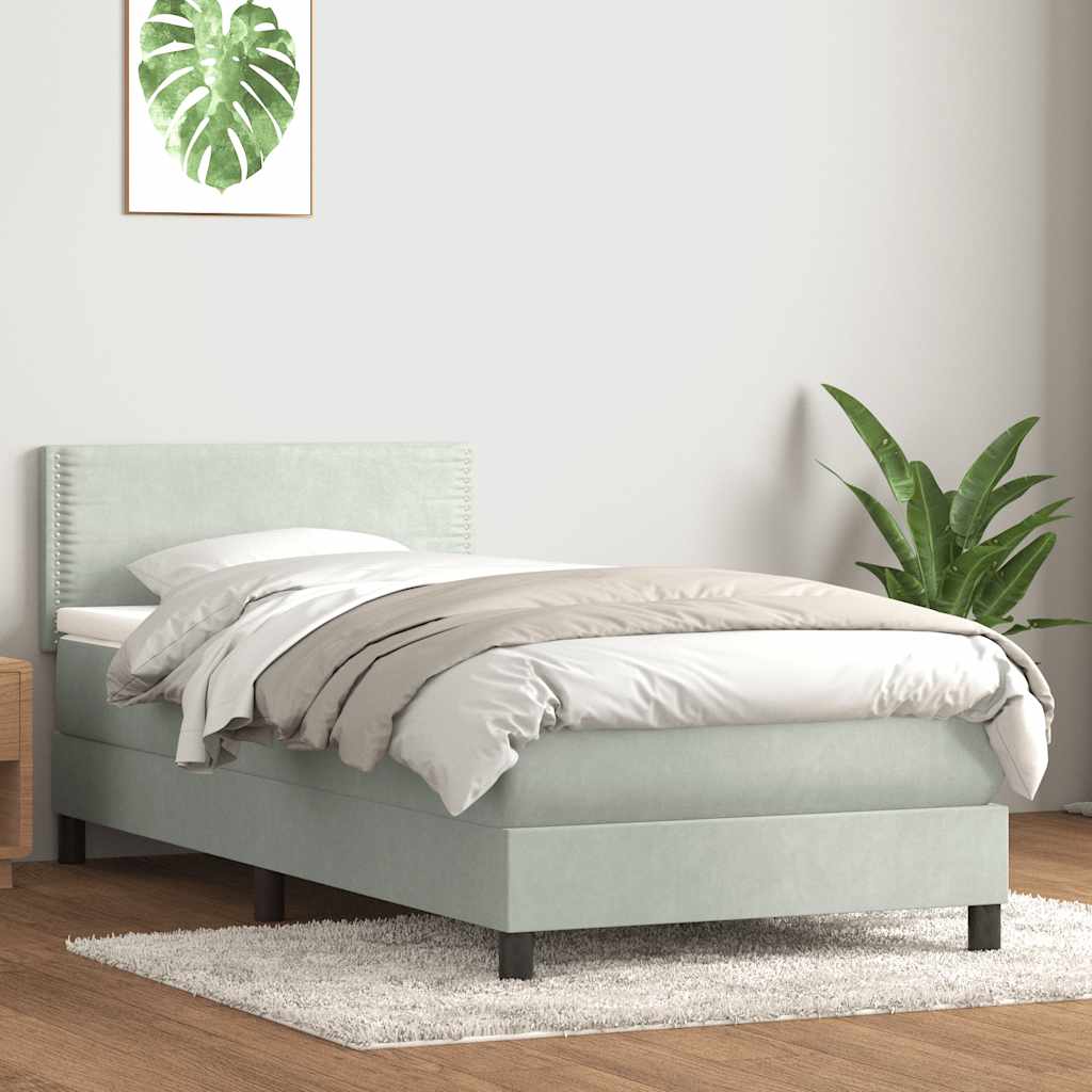 kontinentalseng med madras lysegrå 80x210 cm fløjl