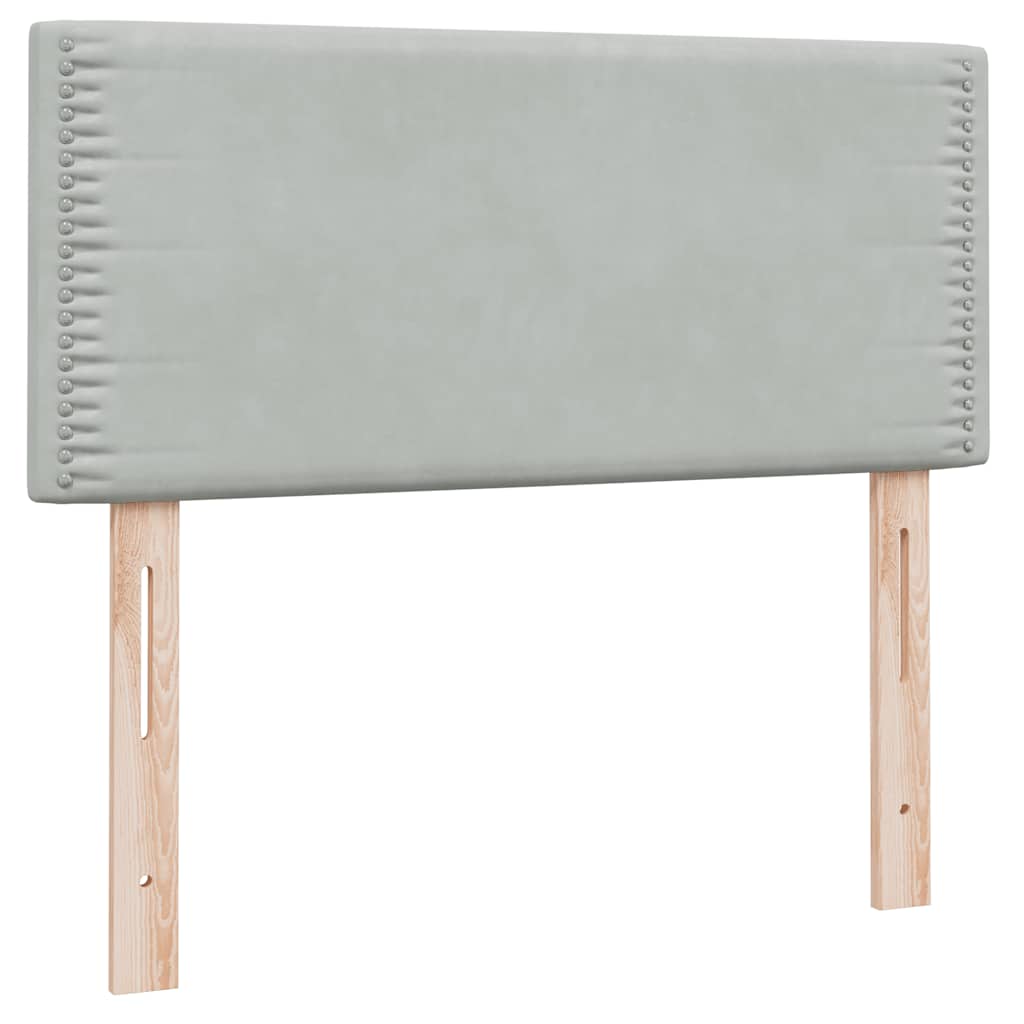 kontinentalseng med madras lysegrå 90x210 cm fløjl