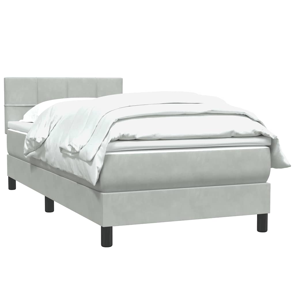 kontinentalseng med madras lysegrå 90x210 cm fløjl