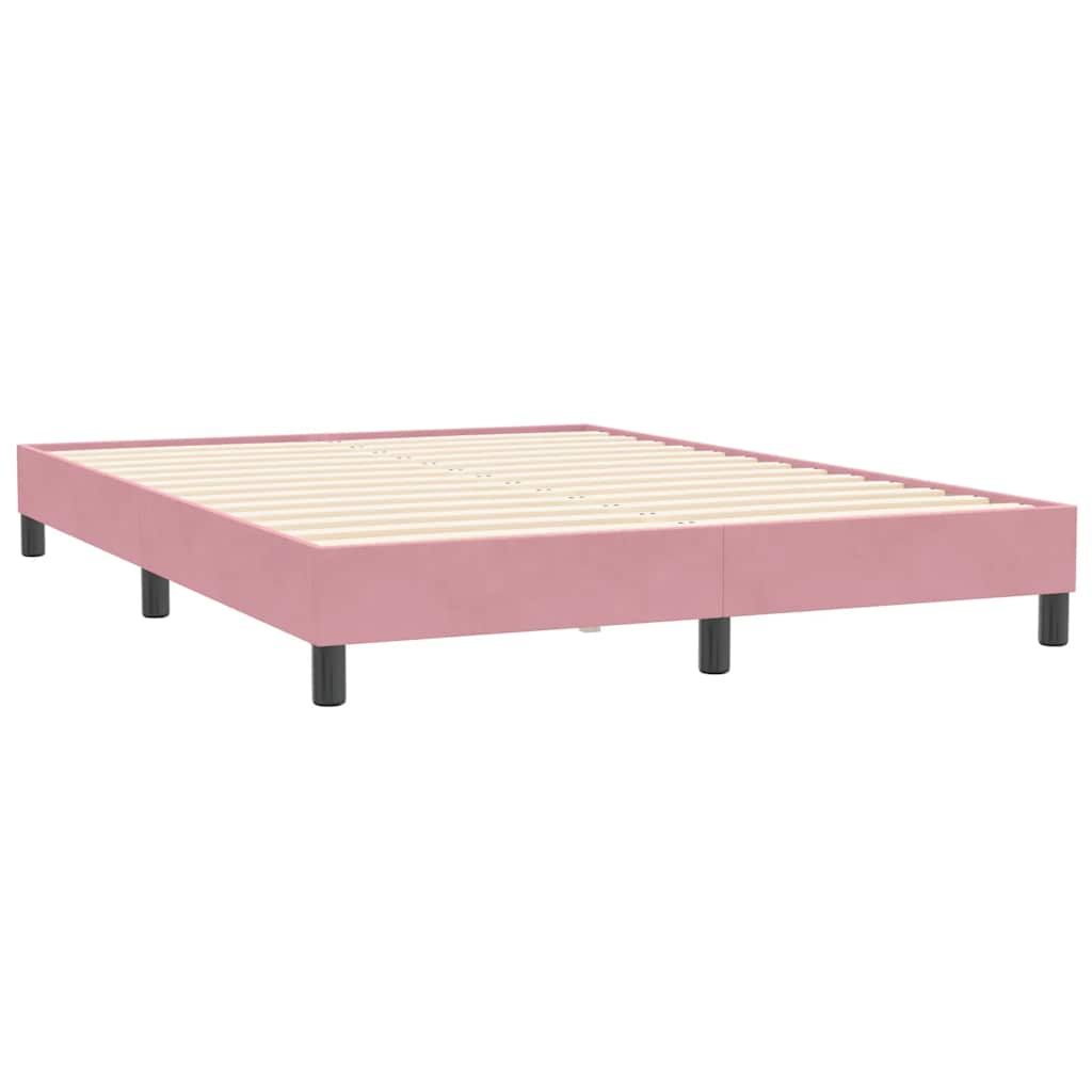 kontinentalseng med madras 140x210 cm fløjl lyserød