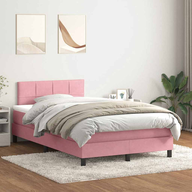 kontinentalseng med madras 120x220 cm velour lyserød