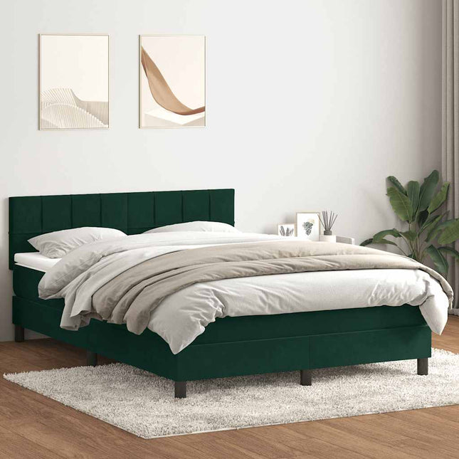 kontinentalseng med madras 160x220 cm fløjl mørkegrøn