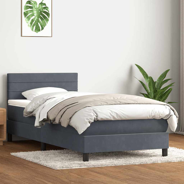 kontinentalseng med madras mørkegrå 80x210 cm fløjl