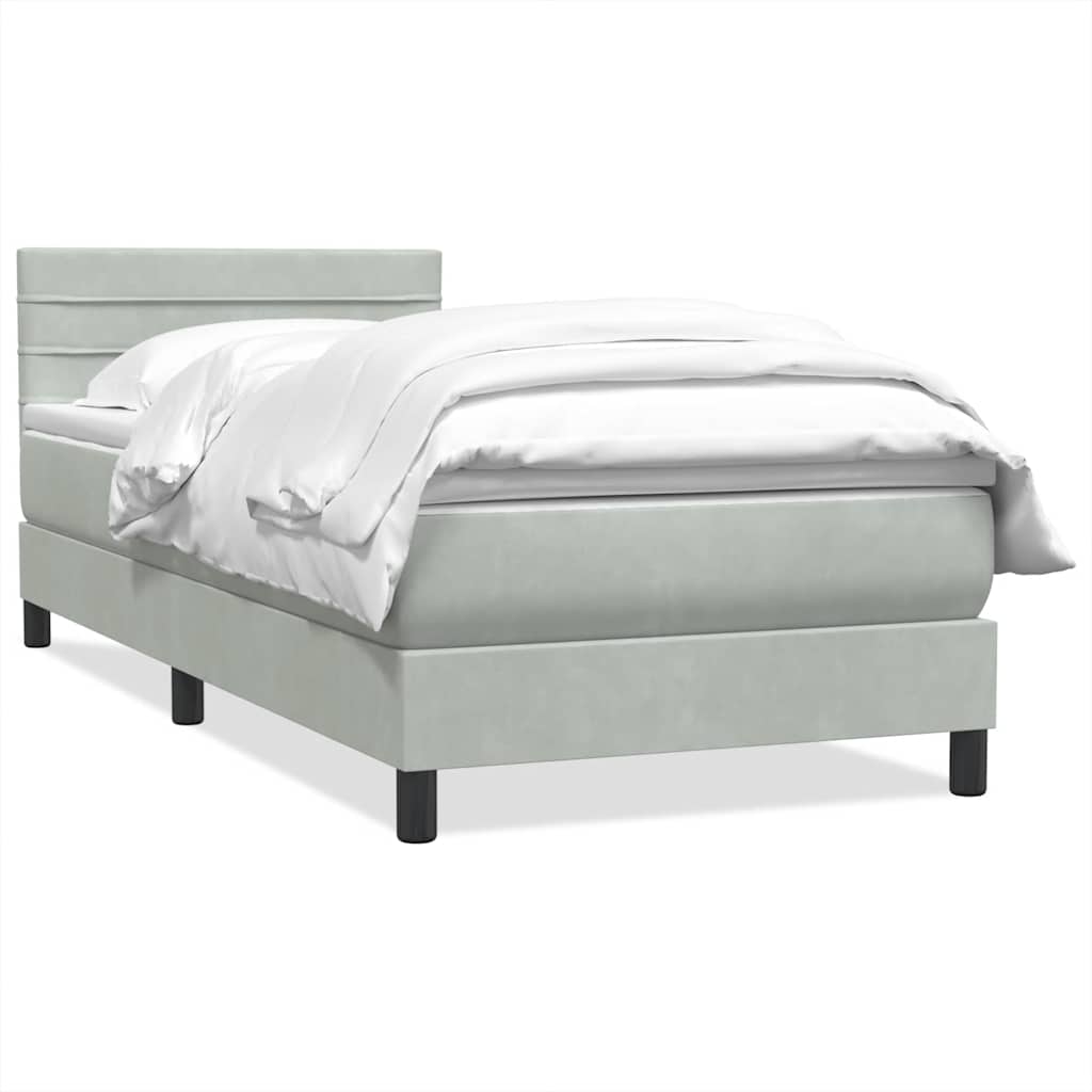 kontinentalseng med madras lysegrå 90x210 cm fløjl