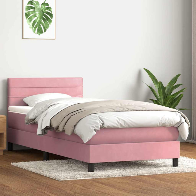 kontinentalseng med madras lyserød 90x210 cm fløjl