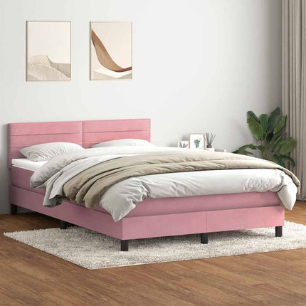 kontinentalseng med madras 140x210 cm fløjl lyserød