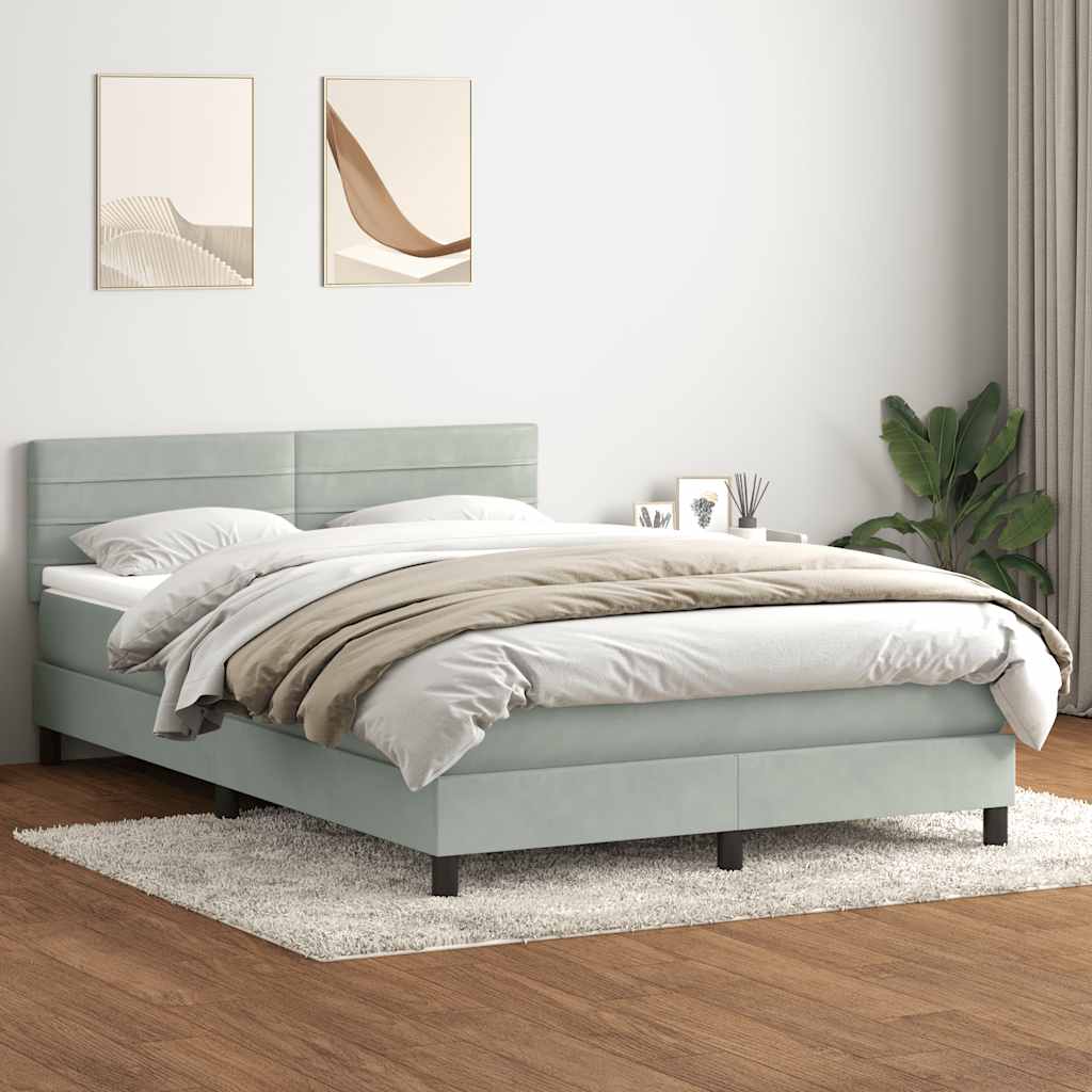 kontinentalseng med madras 160x210 cm fløjl lysegrå
