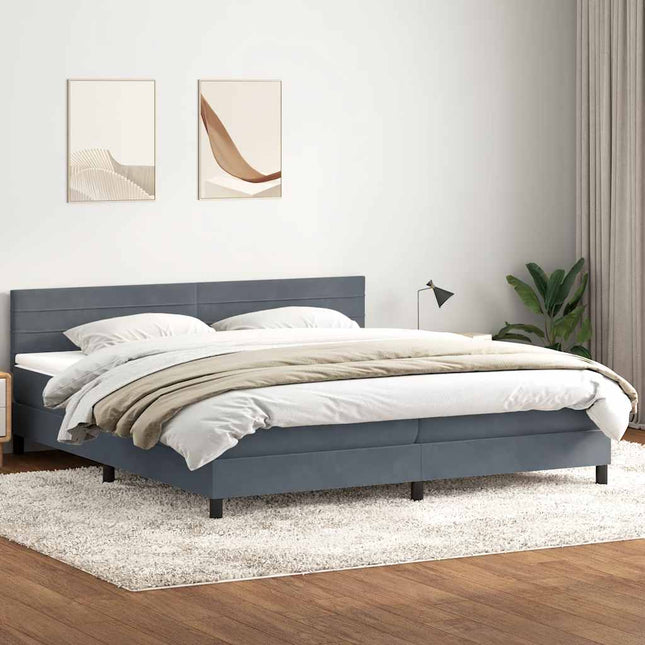 kontinentalseng med madras 180x210 cm fløjl mørkegrå
