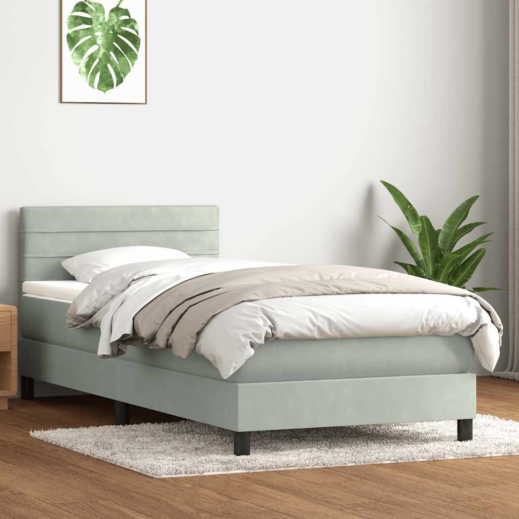 kontinentalseng med madras lysegrå 80x220 cm fløjl