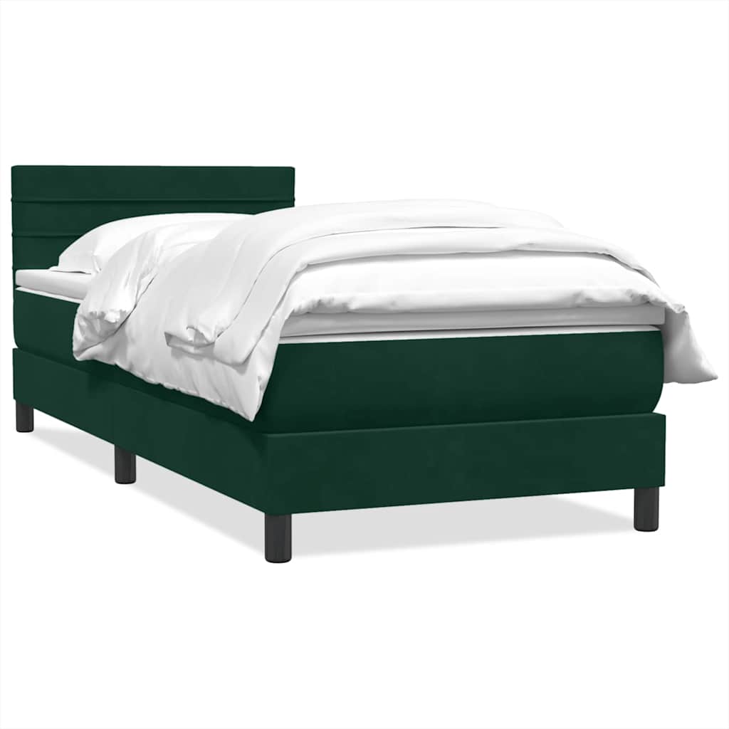 kontinentalseng med madras mørkegrøn 80x220 cm fløjl