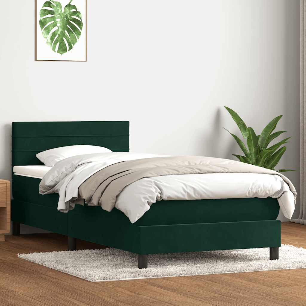 kontinentalseng med madras mørkegrøn 80x220 cm fløjl