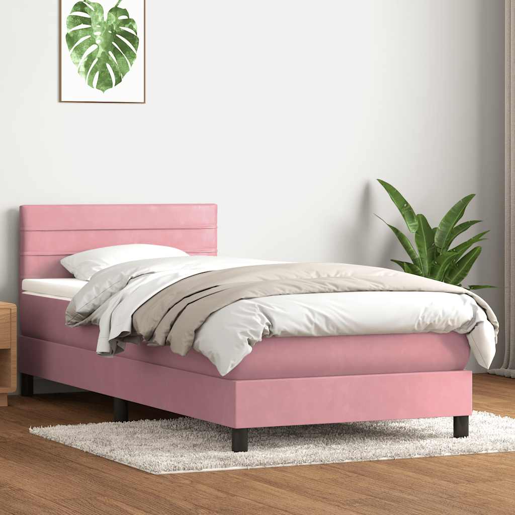 kontinentalseng med madras lyserød 80x220 cm fløjl