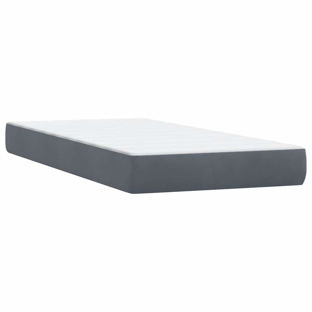 kontinentalseng med madras mørkegrå 90x220 cm fløjl