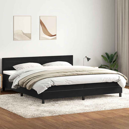 kontinentalseng med madras 200x220 cm fløjl sort