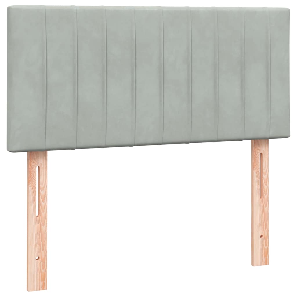 kontinentalseng med madras lysegrå 80x210 cm fløjl