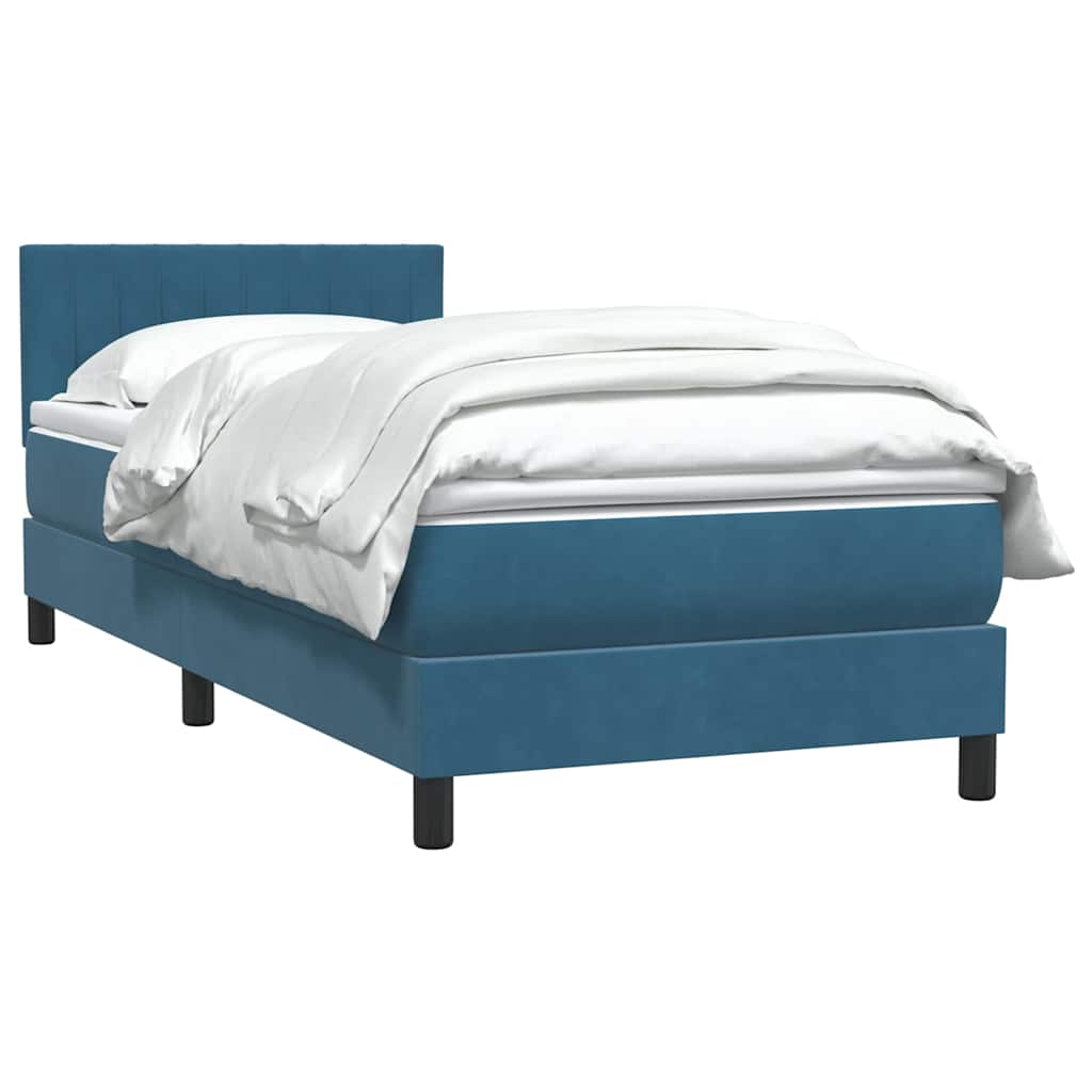 kontinentalseng med madras mørkeblå 80x210 cm fløjl