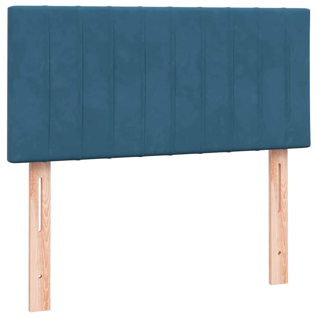 kontinentalseng med madras mørkeblå 80x210 cm fløjl