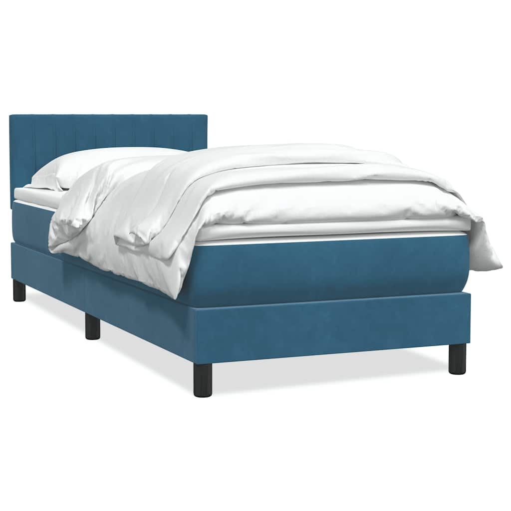 kontinentalseng med madras mørkeblå 80x210 cm fløjl