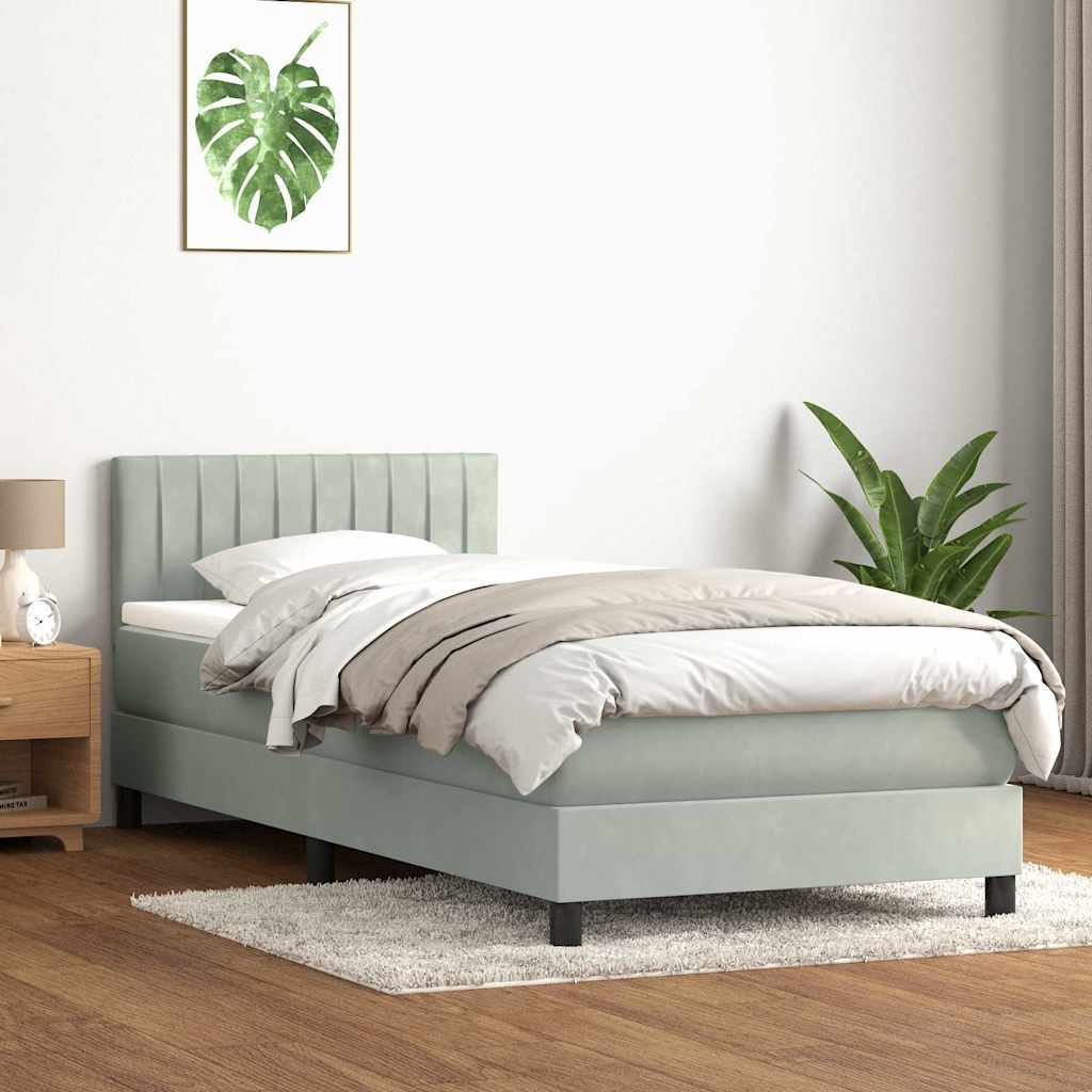 kontinentalseng med madras lysegrå 90x210 cm fløjl