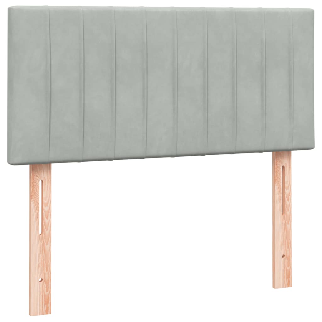 kontinentalseng med madras lysegrå 90x210 cm fløjl
