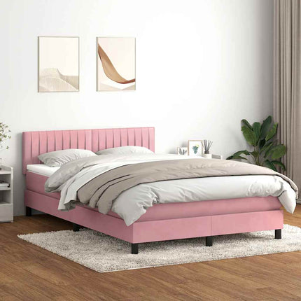 kontinentalseng med madras 140x210 cm fløjl lyserød