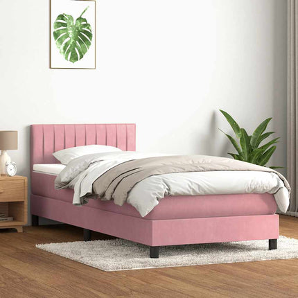 kontinentalseng med madras lyserød 80x220 cm fløjl