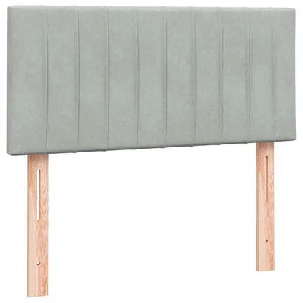 kontinentalseng med madras lysegrå 90x220 cm fløjl