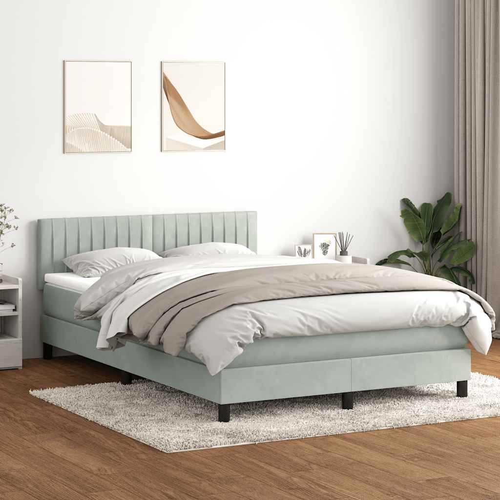 kontinentalseng med madras 160x220 cm fløjl lysegrå