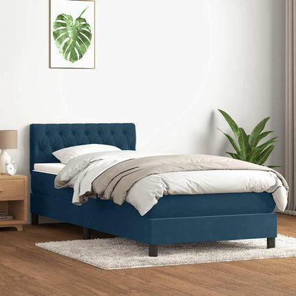 kontinentalseng med madras mørkeblå 80x210 cm fløjl