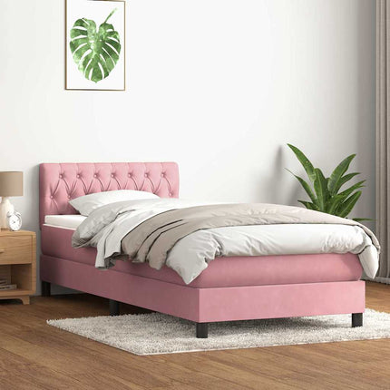kontinentalseng med madras lyserød 90x210 cm fløjl