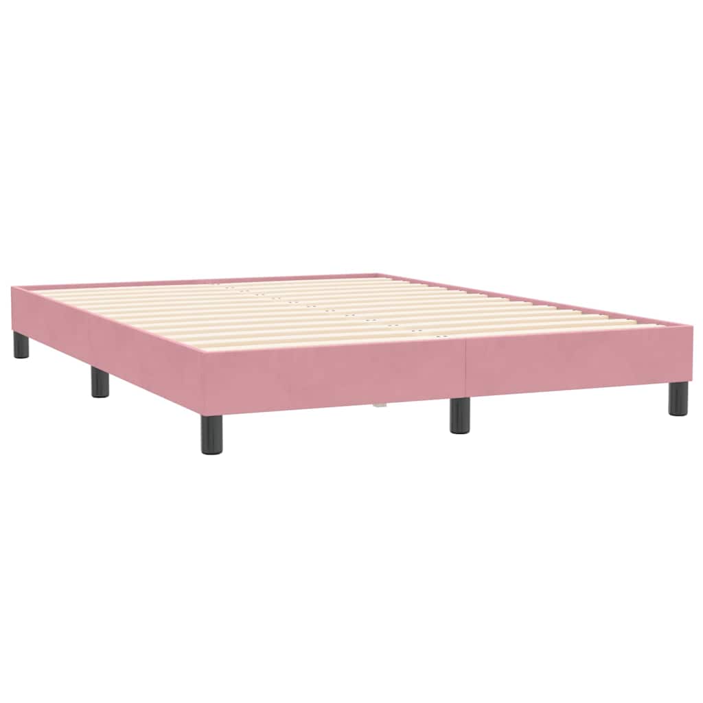 kontinentalseng med madras 140x210 cm fløjl lyserød