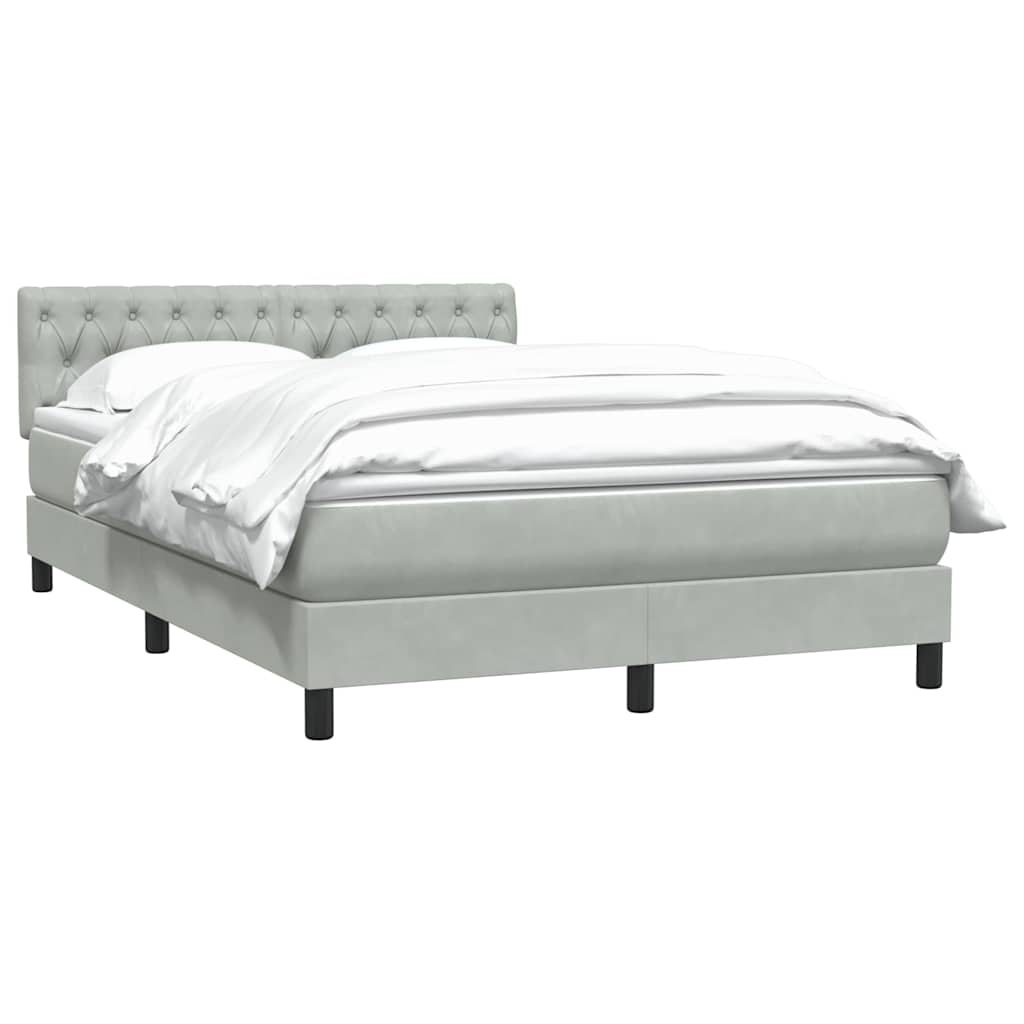 kontinentalseng med madras 160x210 cm fløjl lysegrå