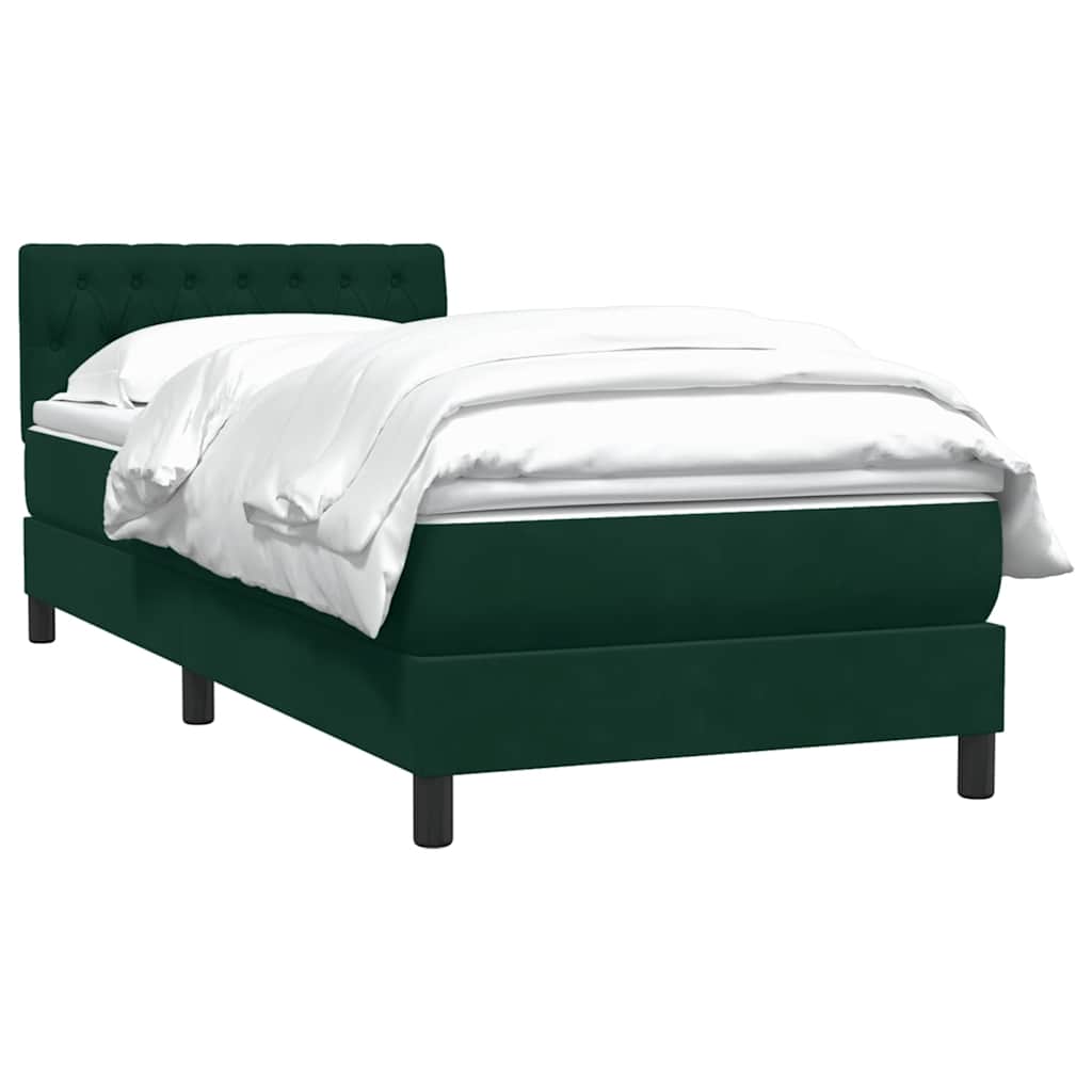 kontinentalseng med madras mørkegrøn 80x220 cm fløjl