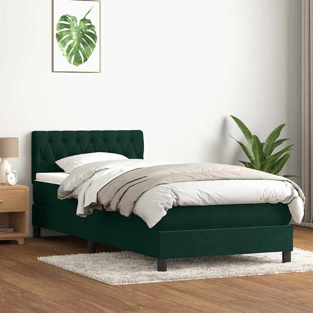 kontinentalseng med madras mørkegrøn 80x220 cm fløjl