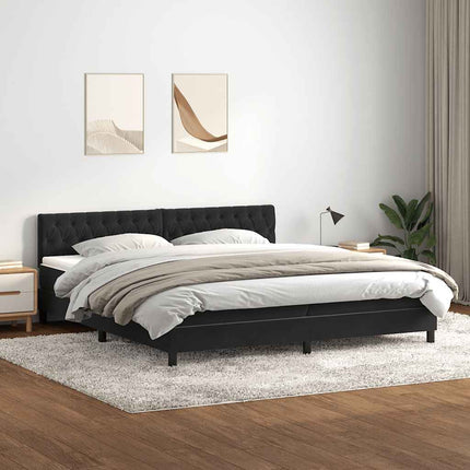 kontinentalseng med madras 200x220 cm fløjl sort