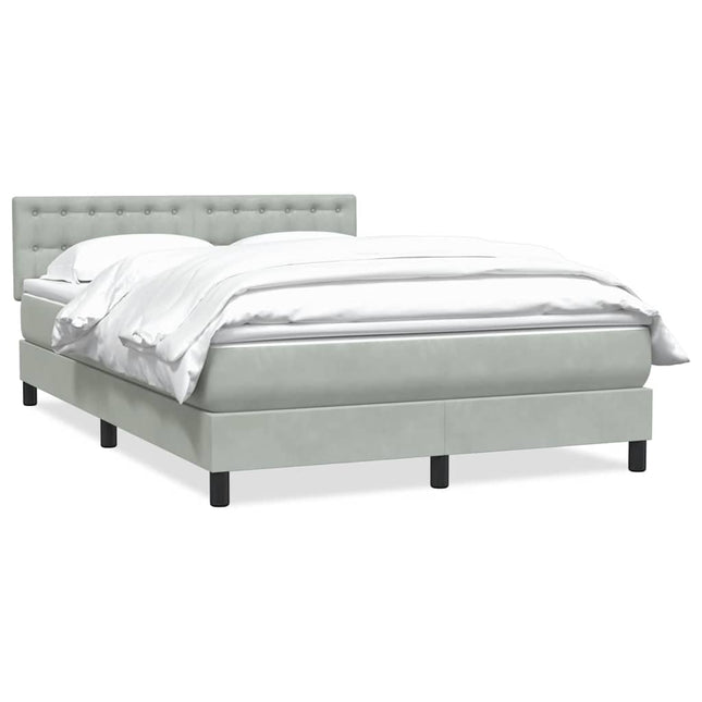 kontinentalseng med madras 160x210 cm fløjl lysegrå