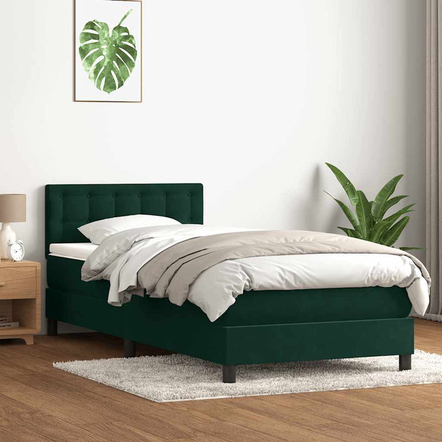 kontinentalseng med madras mørkegrøn 80x220 cm fløjl