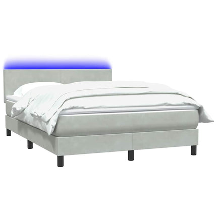 kontinentalseng med madras og LED-lys 160x210 cm fløjl lysegrå
