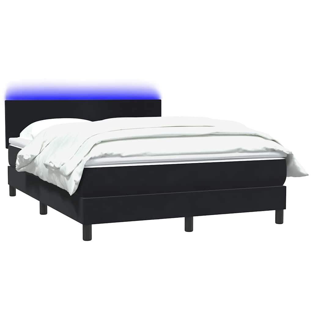 kontinentalseng med madras og LED-lys 160x210 cm fløjl sort