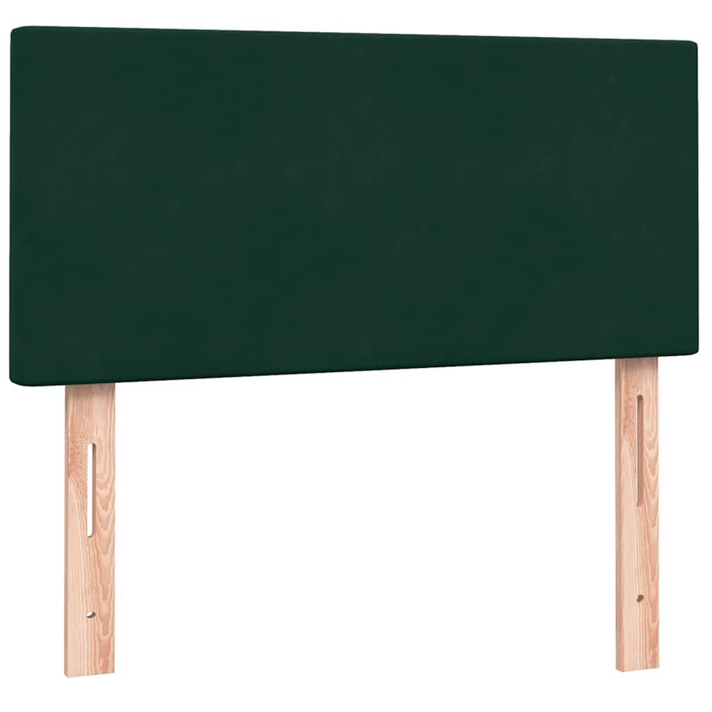 kontinentalseng med madras og LED-lys mørkegrøn 80x220 cm fløjl