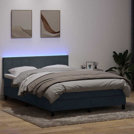 kontinentalseng med madras og LED-lys 160x210 cm fløjl mørkegrå